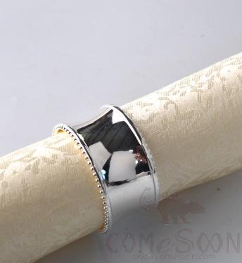 Napkin Ring, Round Full Silver Beaded Edge, Zinc Alloy