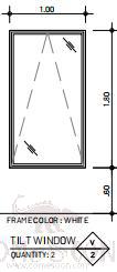Aluminum Opening Window, White, 1000*1800mm