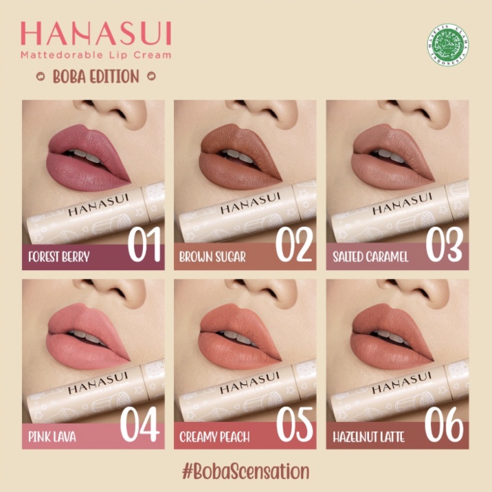 BPOM ORI HANASUI Mattedorable Lip Cream Boba Edition