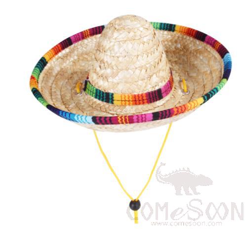 Knit Straw Hat; Straw; Colorful; Size S:16*8*7cm