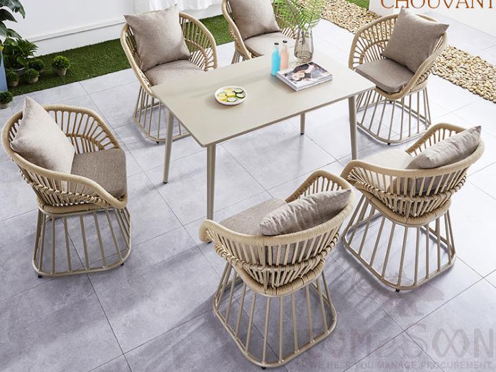 Outdoor Plastic Wood Table and Chair-Chair*6+ Table*1 product image