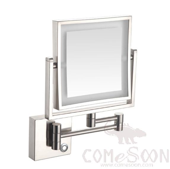 Led Makeup Mirror-Plug / Double-Sided Mirror - Brushed Finish - 8 inch (20cm) Single - Copper+ SUS304