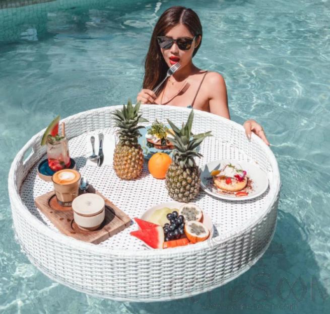 White Round Floating Tray 80*80*H15cm
