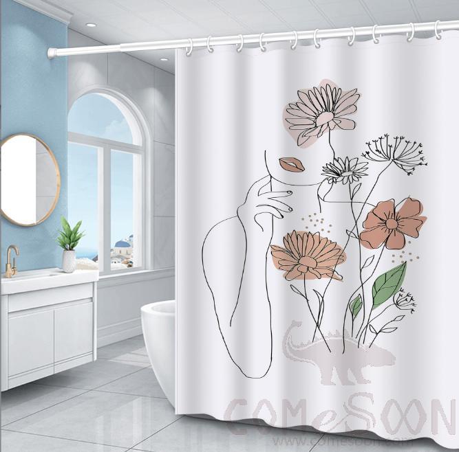 Simple Nordic Morandi Color Shower Curtain Waterproof-120* 180cm