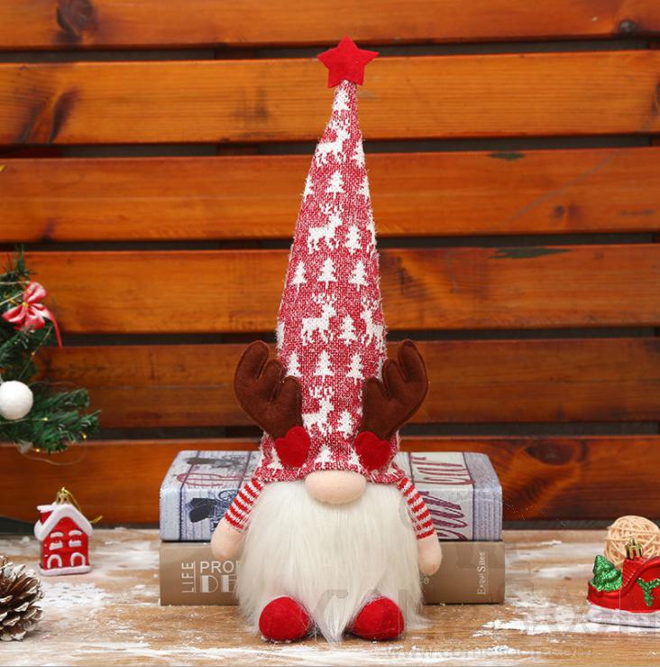 Shining Faceless Deer Doll-Red, Cloth Art, H46 cm