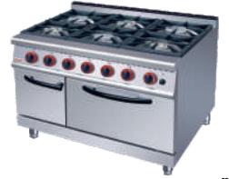 6-Burner Gas Range with Oven 1050×700×(850+ 70)mm