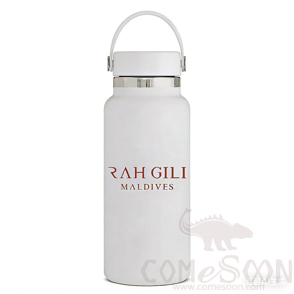 S/S Water Bottle with Customized One Color Logo, 32 oz, White