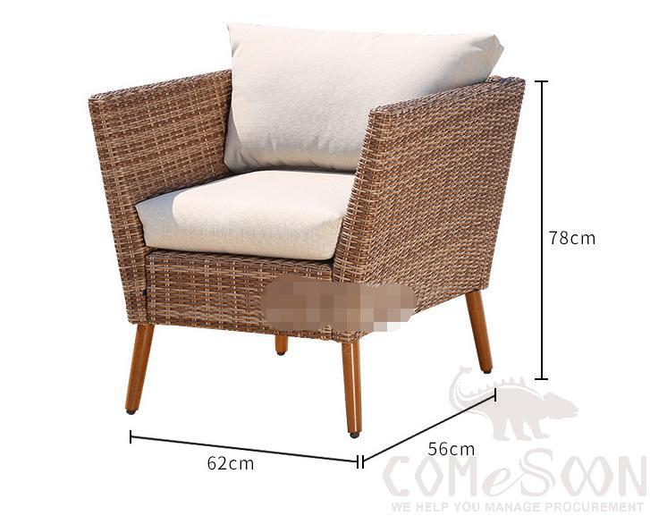 Outdoor Rattan Sofa, High Density Sponge+ Waterproof Fabric+ Doll Cotton, 62*56*78cm product image