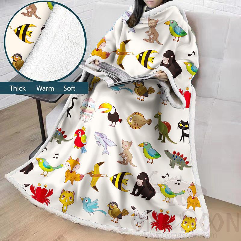 Cartoon Blanket with Sleeves, Crystal Velvet, 127*178 cm