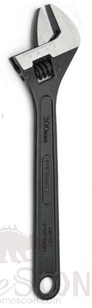 Black Adjustable Wrench 12", 55# Steel