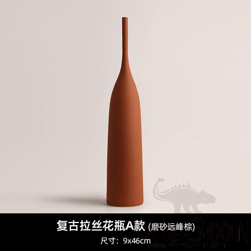 Vintage Brushed Vase, Model a, Frosted, with a Distant Peak Brown Finish