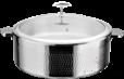 Chinese Straight 3-Ply Steel Hammer Stamped Warm Vegetable Pot (Glass Lid)+ Stainless Steel Inner Liner, 201/430 Ss+ Aluminum+ 304 Ss, Φ320×h120mm