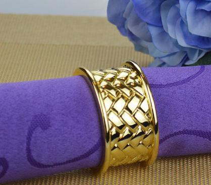 Napkin Ring, Egg-Shaped Webbing with All-Gold, Zinc Alloy