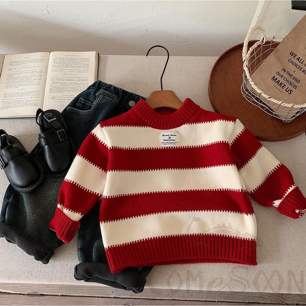 Knitted Sweater, Red+ White, L41*W36cm