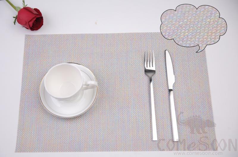 Hot Pressed Edge PVC Placemat, Colorful Covered with Sequins 28*43*0.1cm