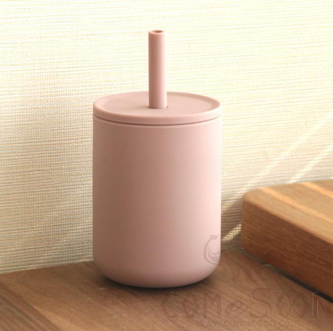 Children's Straw Cup, Silicone, 150ML, Pale Purplish Red