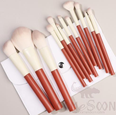 Nylon Cosmetic Brush Set+ Organiser, Orange, 14cm