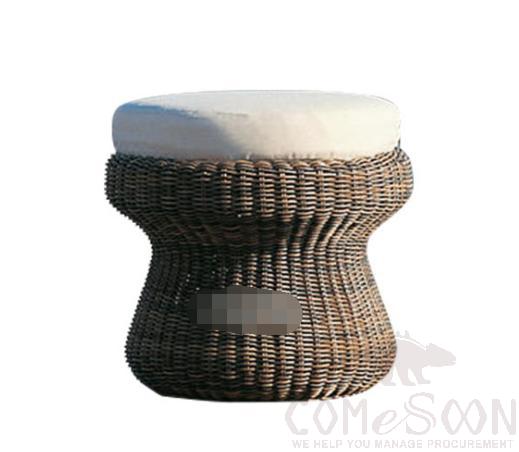 Outdoor Rattan Sofa and Stool, High Density Sponge, Φ50*40cm