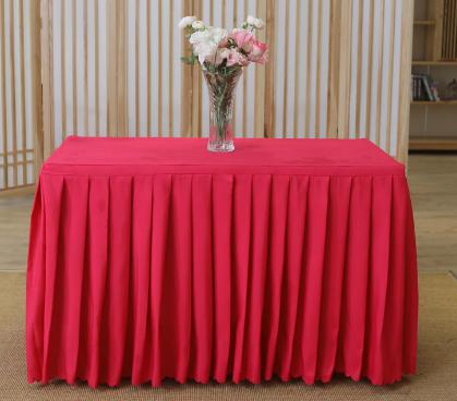 Table Skirting(120*45+ 75cm)-Rose Red