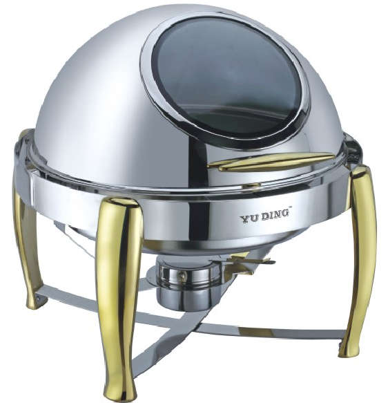 731 Series-Round Chafng Dish W/golden Feet&glass Lid