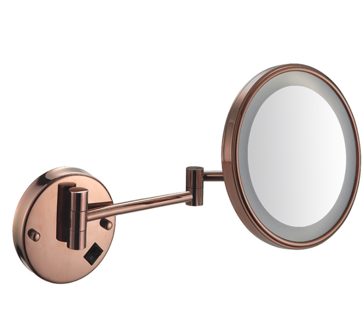 Led Foldable Cosmetic Mirror-Concealed Installation /  Single-Sided Mirror - Rose Gold - 8 inch (20cm) Single - Copper+ SUS304