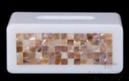 W3-White Bright Flower Shell Double-Sided Long and Short Tissue Box, Resin+ Shell, 203*117* 63 mm