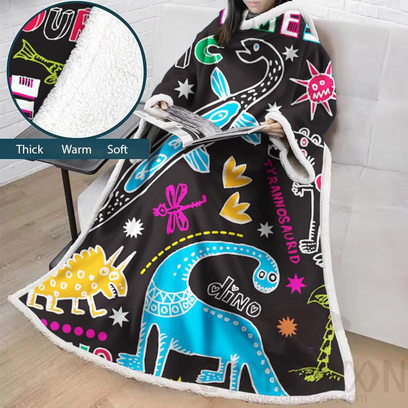 Cartoon Blanket with Sleeves, Crystal Velvet, 127*178 cm
