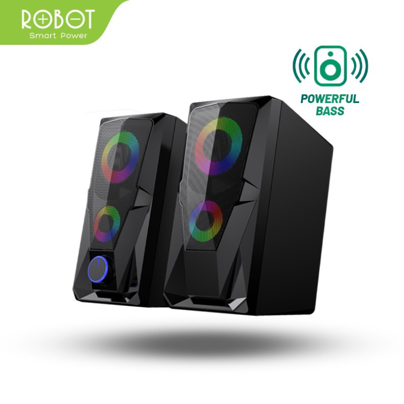 Speaker ROBOT RS200 Laptop/PC/ Gaming Soundbar Super Bass Portable RGB Lighting - Garansi 1 Tahun