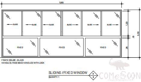 Aluminum Sliding Window, Black, 5800*2300mm