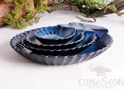 Blue Glaze 11" Scalloped Plate