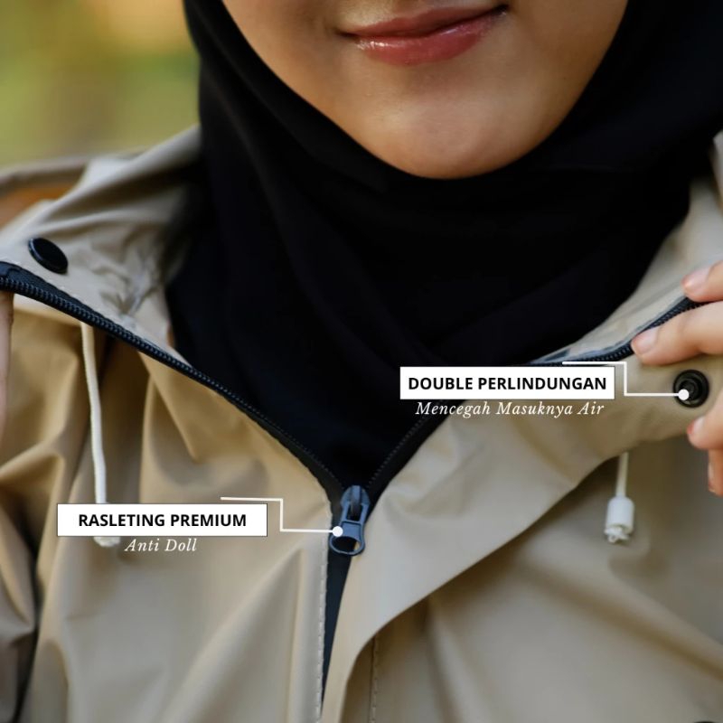 HUJA Jas Hujan Motor Unisex Pria Wanita Raincoat Setelan Pakaian Hujan Mantel Anti Rembes Bahan Karet PVC Terbaik Free Pouch  