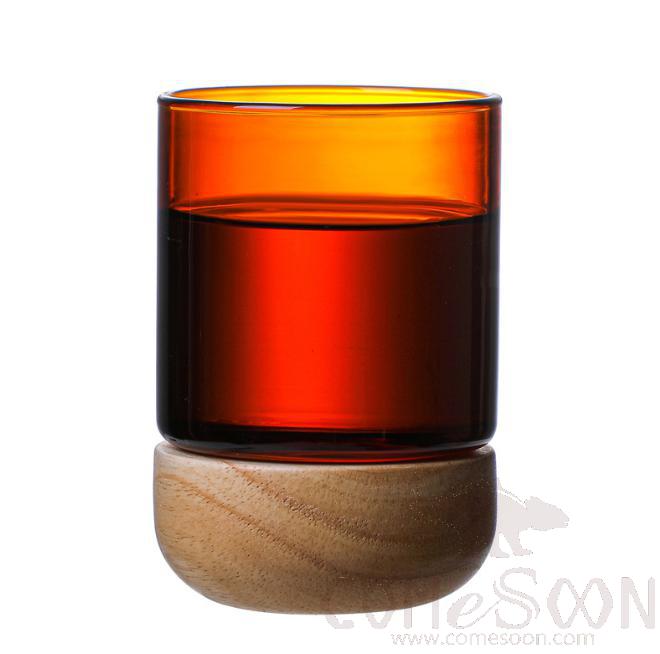 Wood Glass Short Cup Red 280ML