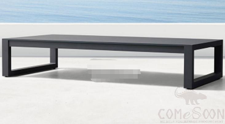 Outdoor Plastic Wood Coffee Table-120*60cm, Metal Frame+ Plastic Wood, 120*60*30cm