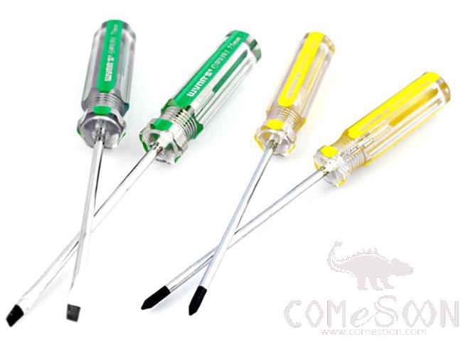 Transparent Flat Screwdriver6x300mm, High Carbon Steel+ PVC Transparent Plastic Handle