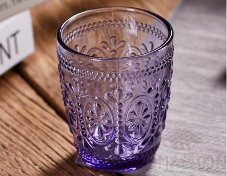 Colorful Emboss Water  Glass Cup 255ML Purple