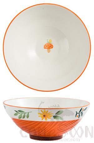8" Wave Patterned Flared Bowl-Mushroom (Orange) product image