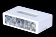 W4-White Bright Black Shell Double-Sided Short and Long Tissue Box, Resin+ Shell, 203*117* 63 mm product image
