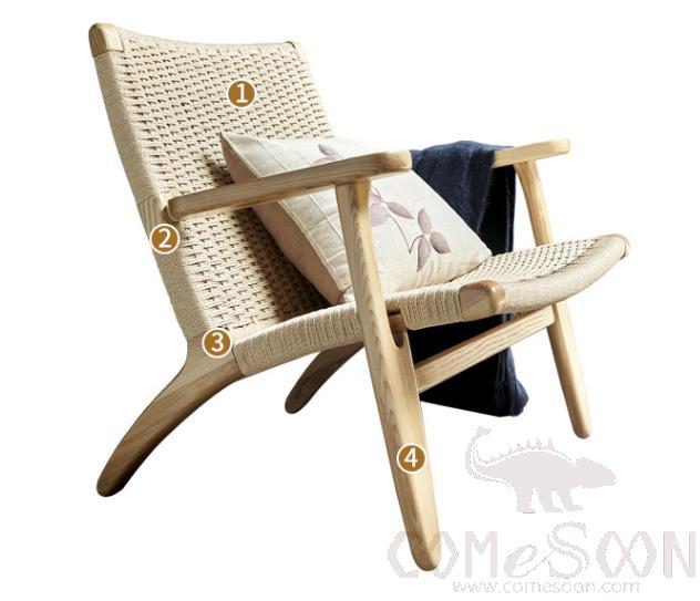 Hemp Rope Solid Wood Lounge Chair-65*65*74cm product image