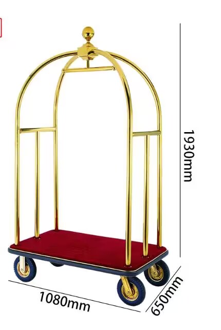Lobby Luggage Cart, 304 Stainless Steel, L108*W65*H193cm Lobby Luggage Trolley