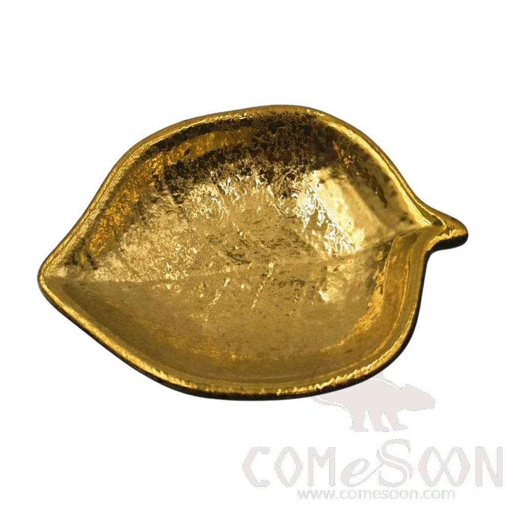 Gold-Plating 5" Four-Legged Incense Leaf Plate