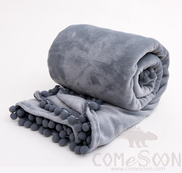 Blanket, Grey, Flannel, Polyester 92%+ Spandex 8%, 230*230cm