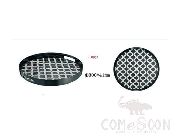 Round Serving Tray, Pc/tpe, Black, L300*W41mm