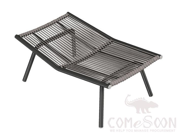 Outdoor Rattan Footstool, Aluminum Alloy Frame+ Braided Rope, 85*45*37cm