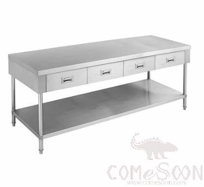 Ss Work Bench with 4 Vertical Drawers and 2 Under Shelves, 1700*750*850mm