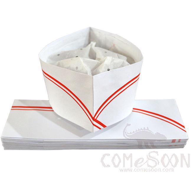 80G Red Double Strip Paper Kitchen Hat, 27.5*8.5cm