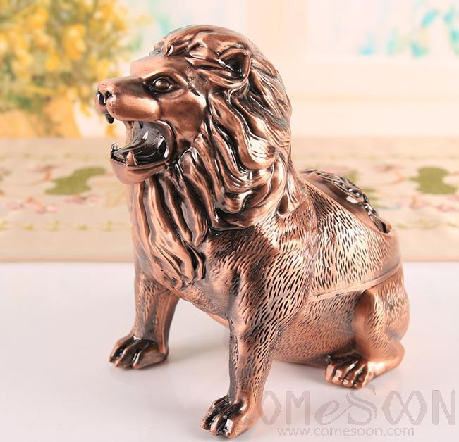 Lion Ashtray, Zinc Alloy, Red Antique, L17*W11.2*H17cm