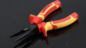 High Voltage Insulated Long Nose Pliers 8", Chrome Nickel Steel+ Insulated Handle