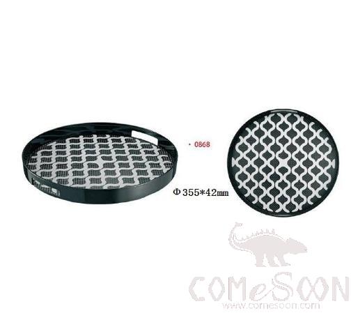 Round Serving Tray, Pc/tpe, Black, L355*W42mm