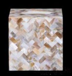 W2-White Bright Woven Flower Shell Tissue Box, Resin+ Shell, 135*135* 136 mm
