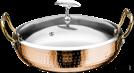 Triple Steel Rose Gold Hammer Stamped Ruyi Pot, 201/430 Ss+ Aluminum+ 304 Ss, Φ220×h57mm